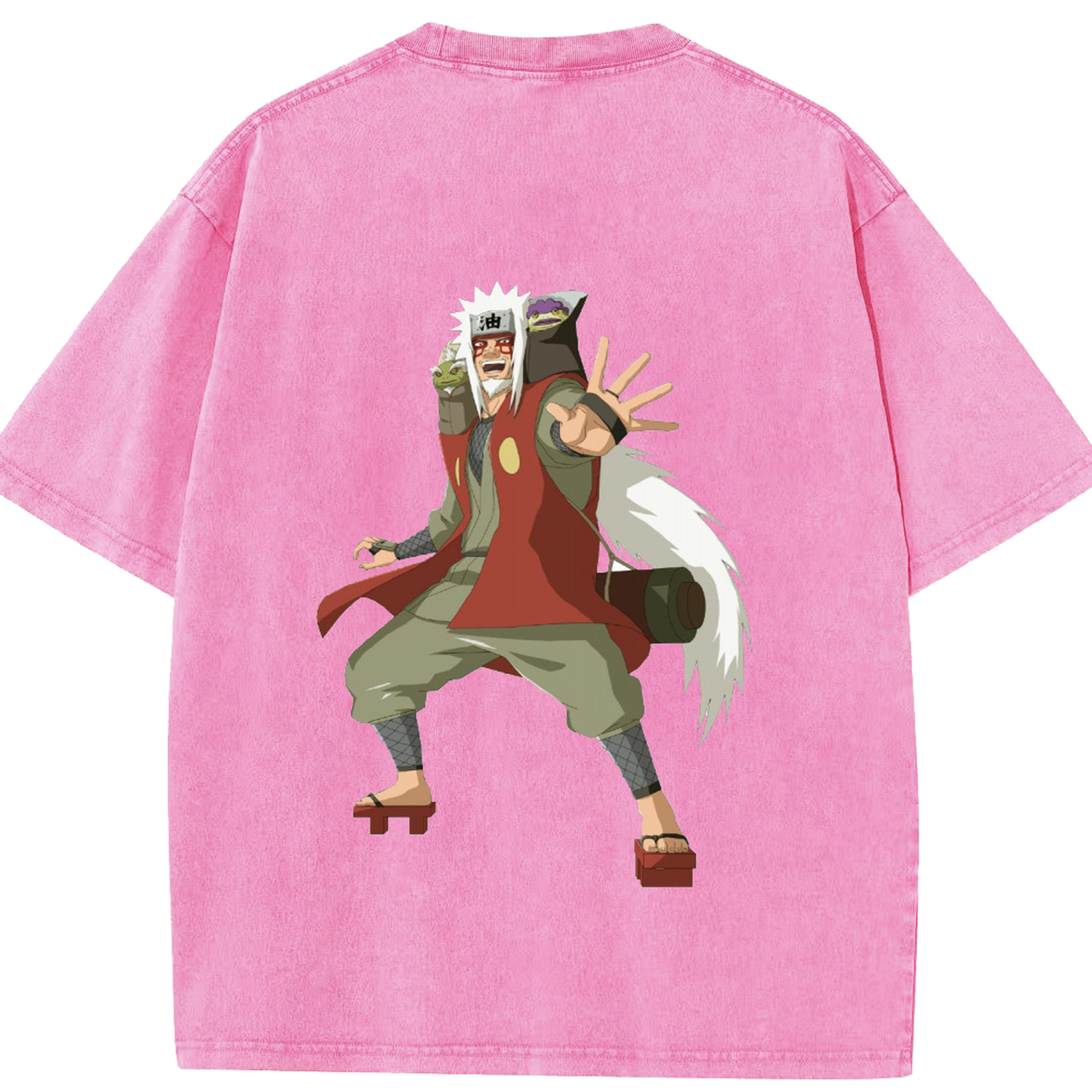 （画像用） NARUTO -ナルト- 自来也（じらいや） Jiraiya 綿100% ヴィンテージ風 半袖Tシャツ（背面プリント）